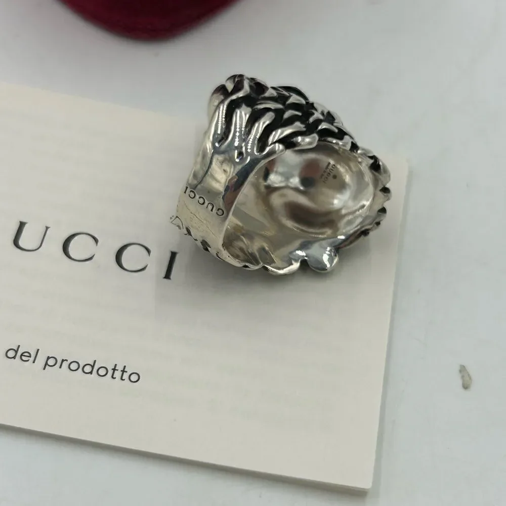 Women’s Gucci Lionhead, motif sterling silver ring size 8–8.5 made in Italy